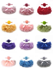 Ensemble 2 pièces de jupes tutu superposées en mousseline de soie rose poudré confortables pour bébé, en gros - Product Image 2