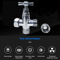 Raccord en T en laiton anti-fuite pour bidet, vanne de distribution d'eau à compression 3/8 po pour bricolage salle de bain