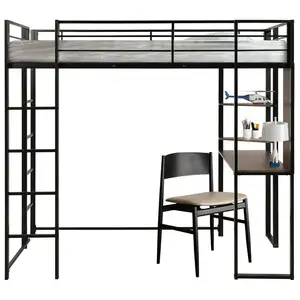 Groothandel Volwassen Metalen Frame Tandem Loft Slaapkamer Stapelbed Met Trap Opslagruimte