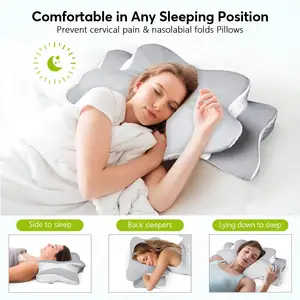 Custom LOGO Classic Bed Cervical Orthopedic Neck Rest Memory Foam Pillow Orthopedic Coccyx Contour Pillow