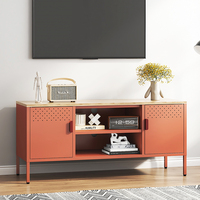 Meuble TV moderne pour salon, chambre, salle à manger, hôtel, en métal, avec étagères centrales, facile à assembler, rangement multifonctionnel