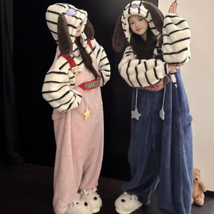 Ensembles de vêtements de nuit doux cireux grande oreille chien <span class=keywords><strong>Snoopy</strong></span> corail polaire à capuche pyjamas femmes hiver petite amie maison vêtements - Product Image 6
