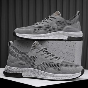 Baskets sportives en maille respirante à lacets, bout rond, semelle extérieure en caoutchouc, semelle intermédiaire en EVA, toutes saisons, couleur unie, chaussures pour hommes - Product Image 5