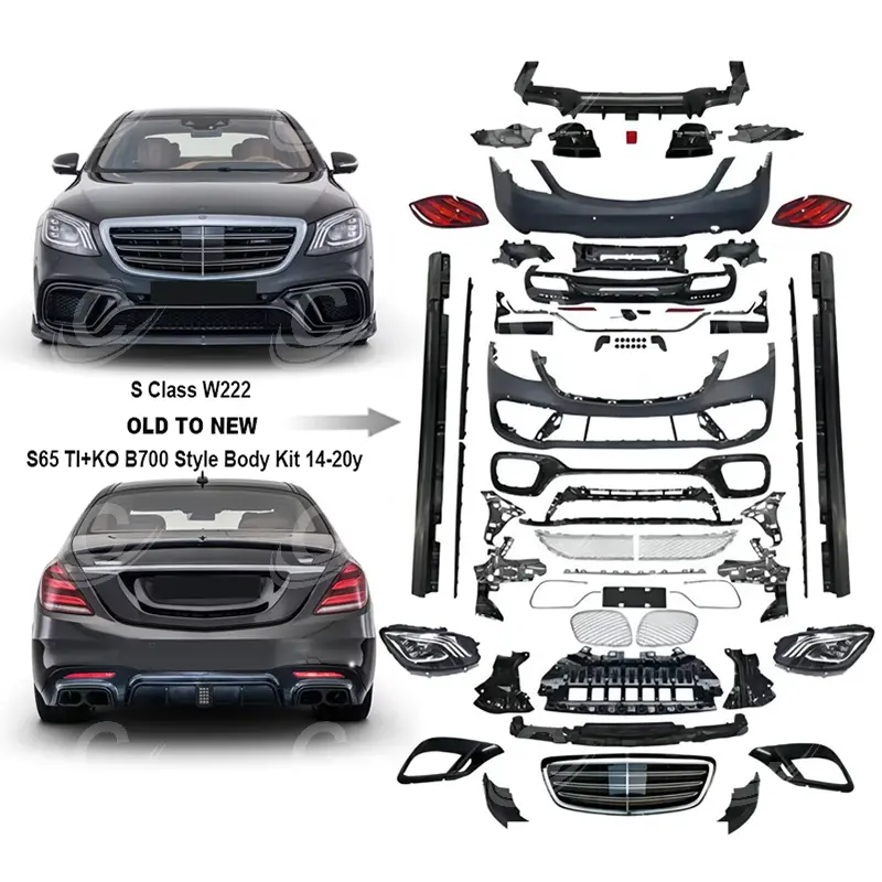 2014-2020y W222 Old to New S65 TI + KO B700 Style Body Kit Car Bumpers Accessories For Mercedes S Class W222 Auto Body Parts