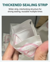 Pochette à fermeture éclair avec imprimé nœud mignon, trou de suspension et fenêtre transparente, en plastique, pour accessoires capillaires, bijoux et emballage cadeau