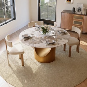 Luxury Dining Room Furniture Set <strong>Round</strong> Marble Sintered Stone Dining <strong>Tables</strong> and Chairs Home Furniture for Hotel Villa Outdoor Use - Product Image 5