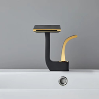 Robinet de lavabo de luxe monocommande chaud/froid en laiton, mitigeur cascade pour lavabo de salle de bain