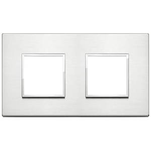 แผ่นสวิตช์ 4M 2 ช่อง อลูมิเนียมสีสดใส 16.8x9.7 ซม. ติดผนัง - Product Image 1