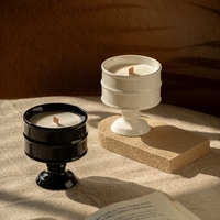 Bougie en céramique artistique, gobelet, glaçure brillante, multicolore, cire de soja, mèche en bois, bougie parfumée pour la décoration moderne de la maison