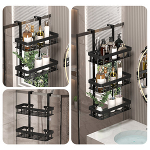 Organizzatore da <span class=keywords><strong>Doccia</strong></span> a 3 Ripiani da Appendere Sopra la <span class=keywords><strong>Porta</strong></span>, Mensola da Bagno Senza Foratura in Acciaio al Carbonio con Ventosa, <span class=keywords><strong>Porta</strong></span> <span class=keywords><strong>Shampoo</strong></span> - Product Image 4