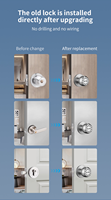 Installation facile de serrure à bouton rond intelligente sans clé, contrôle par empreinte digitale pour portes en aluminium et en bois, matériau en alliage d'aluminium