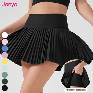 Janya quần short Yoga thể dục hai lớp của phụ nữ váy thun eo thể thao xếp li quần vợt Golf mặc váy tennis mini tùy chỉnh 2 1 - Product Image 1