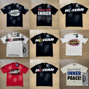 Camiseta de manga corta HELL American STAR de moda para hombre y mujer, corte holgado, efecto lavado con letras envejecidas - Product Image 6