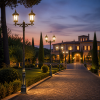 Lampadaire LED extérieur double tête de luxe, style rétro européen, étanche IP65, sur poteau de 3,5 m, pour villas et manoirs
