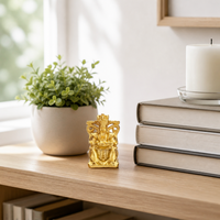 Ornement de bureau en alliage massif Dunyi, mini dieu de la fortune Caishen, motif à trois étoiles, ton or, décoration Feng Shui pour la prospérité, cadeau