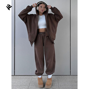 Conjunto de Sudadera con Capucha y Pantalones Holgados de Gran Tamaño para <span class=keywords><strong>Mujer</strong></span>, Estilo Urbano, Dos Piezas, Ropa Informal, Traje Deportivo Holgado - Product Image 6