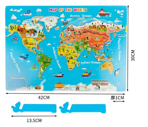 2026 Neuheit Individuelles Kinder-Holzpuzzle Magellan-Weltkarte Lernspiel Geographisches Erkenntnis-Spielzeug für Kinder - Product Image 6