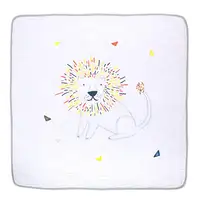 흰색 귀여운 만화 사자 동물 패턴 수락 로고 니트 침구 담요 아기