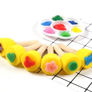 6Pcs Kids Painting Rolling Roller Sponge Brushes Seals Set Painting Drawing Graffiti Tools Art Supplies