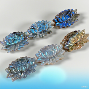 All'ingrosso intagliato a mano blu Flash Labradorite artigianato di cristallo di loto-modelli di fiori incisi per decorazioni per la casa e regalo - Product Image 4