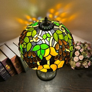 LongHuiJing European Stained Glass Grape Lampshade Mediterranean Multicolored 12-Inch Dome AC LED Adjustable Eco-Friendly - Product Image 3