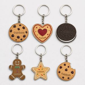 Llaveros Personalizados al por Mayor de Aleación de Zinc con Forma de Galleta, Cadenas con Forma de Snack, Souvenir de Comida, Diseño de Logotipo de Panadería, Llavero Promocional - Product Image 3