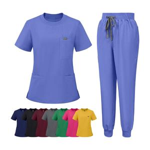<b>Nurse</b> <b>Scrubs</b> With Pockets Light Women High Stretch Jogger <b>Scrub</b> Set Women Slim Fit V-Neck Medical Uniforms Multiple Pockets - Product Image 1