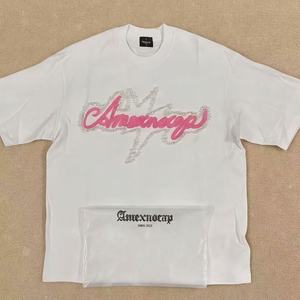 เสื้อยืดผู้หญิงลายมุกและตัวอักษรเชนิลล์ "Amour" พิมพ์ลายดาว แขนสั้น ผ้าฝ้าย สไตล์ลำลอง สตรีทแวร์ - Product Image 2