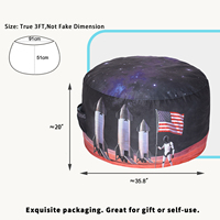 Pouf imprimé espace pour enfants avec poche et housse amovible, siège et rangement 2-en-1
