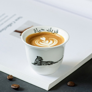 Ensemble de tasses à café espresso en céramique et porcelaine blanches, élégantes, modernes et luxueuses, de haute qualité, petites, 70 ml, pour Cawa, Gahwa, turques et arabes - Product Image 4