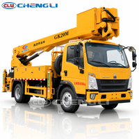 Truk Platform Kerja Udara Terisolasi HOWO 4x2 20m dengan Bucket Terpasang di Depan, Telescopic Boom Lift untuk Perawatan Saluran Listrik