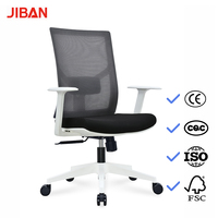 Chaise en maille à cadre blanc, sans appui-tête, accoudoirs fixes, inclinaison manuelle, pivotante, ergonomique, pour bureau, vente en gros