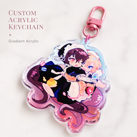 CNAWO porte-clés en acrylique transparent Anime personnalisé mignon petit breloques en plastique imprimé UV pour les cadeaux