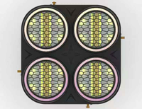 Projecteur LED rétro à 4 yeux avec matrice auxiliaire et effet de défilement lumineux pour bars, scènes, clubs et événements