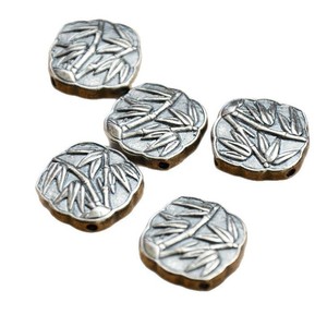 Cuentas plateadas con forma de hoja de bambú para la fabricación de joyas, 18 mm, accesorios vintage envejecidos Z026 - Product Image 5