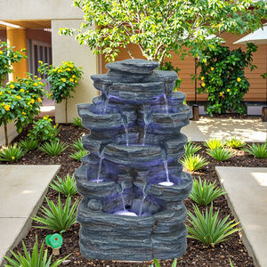 Moderno esterno LED-luce cascata fontana di acqua Polyresin e pietra ornamenti da giardino con pompa solare per la decorazione cortile - Product Image 4