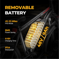 Vélo de montagne électrique AOVOPRO 26 pouces 350W haute performance avec suspension intégrale, batterie 48V et assistance au pédalage