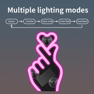 Kit d'éclairage intérieur de voiture en forme de cœur, alimenté par énergie solaire, lumière néon triangulaire pour fenêtre, lumière d'ambiance de voiture en forme de cœur alimentée par USB - Product Image 5