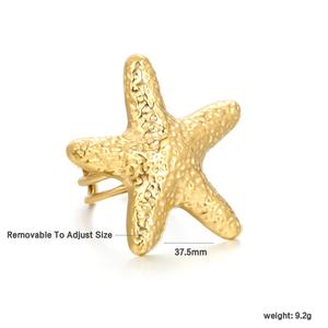 Anillos de Acero Inoxidable para Mujer, Chapados en Oro de 18K PVD, Diseño de Estrella de Mar, Clásicos, Ajustables, para Regalo de Boda o Compromiso - Product Image 2