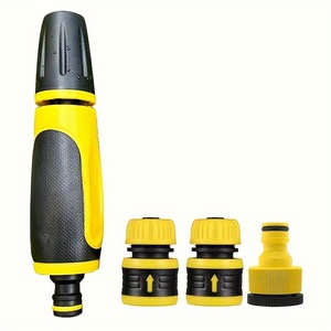 High Pressure Water Gun Nozzle Yellow Plastic Manual Car <b>Washer</b> Spray Head With Connectors For Vehicle Cleaning - Product Image 1