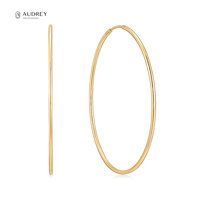 Pendientes de aro de oro de 14 quilates con doble espesor, joyería de Audrey Huggie