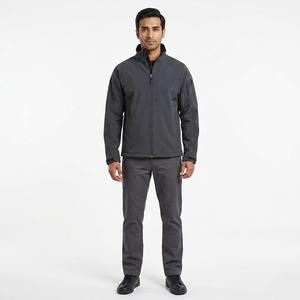 Custom Logo Print Windproof Waterproof <b>Canvas</b> Stand Collar Softshell <b>Jacket</b> <b>Men</b> Autumn Zipper - Product Image 1
