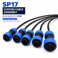 Câble personnalisé SP17 Connecteur étanche IP68 2 3 4 5 7 9 broches Mâle Femelle Prise d'alimentation filetée 5A 10A 500V OEM ODM