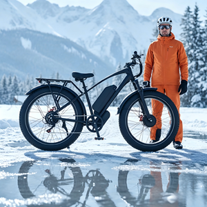 Vélo de montagne électrique à double moteur 250W, pneus larges 26 pouces, fourche à suspension, batterie lithium, capacité de charge 150kg, vélo électrique commercial ODM - Product Image 1