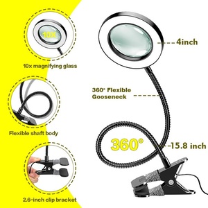 Loupe grossissante 10X avec éclairage LED à intensité réglable, support <span class=keywords><strong>de</strong></span> bureau avec <span class=keywords><strong>pince</strong></span> pour loisirs, lecture, artisanat, couture, seniors, réparation, nouveauté - Product Image 1