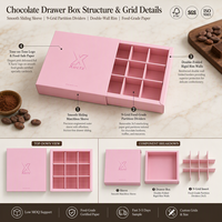 Boîte à tiroir coulissante en carton pour chocolats artisanaux, avec logo UV sélectif, séparateurs en carton, emballage cadeau pour chocolats, OEM ODM