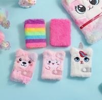Carnet de poche en peluche mini licorne de dessin animé pour enfants avec fermeture à bouton-pression, carnet portable et mignon de style ours pour étudiants