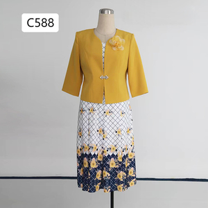 Trajes de Vestir con Estampado a Cuadros Amarillos para Mujer, Conjuntos de Ropa para Mujer de Talla Grande, Traje de Iglesia para Dama - Product Image 1