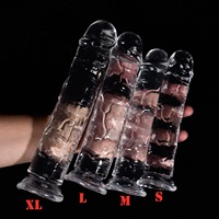 Venta al por mayor de silicona enorme realista sexo masculino pene consolador gran cristal gelatina consolador para mujeres pareja Natural