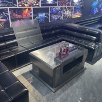 Ensemble de mobilier populaire pour bistro, bar, lounge chicha, table centrale, canapé sectionnel de bar au style vintage simple, sièges de banquette pour boîte de nuit, canapé KTV